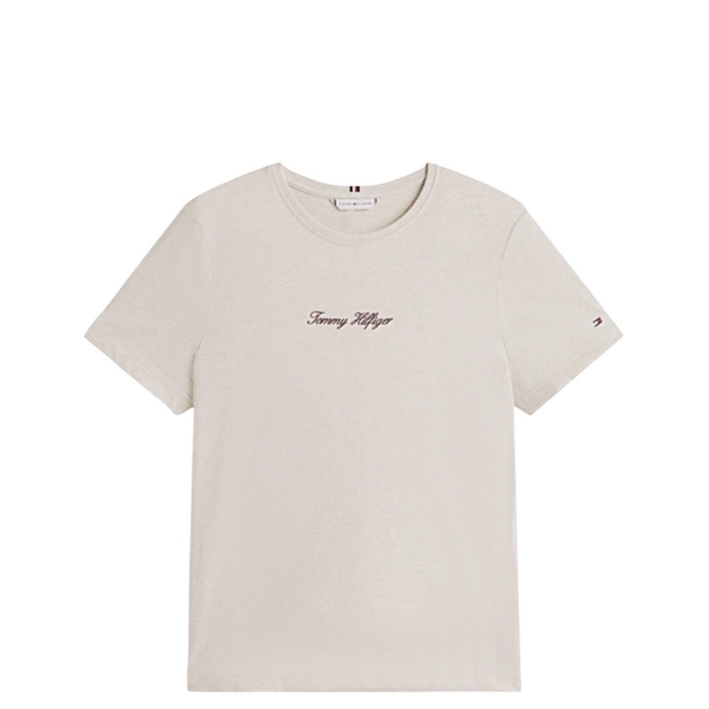 TOMMY HILFIGER</br>Γυναικείο T-shirt Εκρού Classic Script Reg Ss Tee WW0WW47460-YBL Tommy Hilfiger TOMMY HILFIGER</br>Γυναικείο T-shirt Εκρού Classic Script Reg Ss Tee WW0WW47460-YBL Tommy Hilfiger