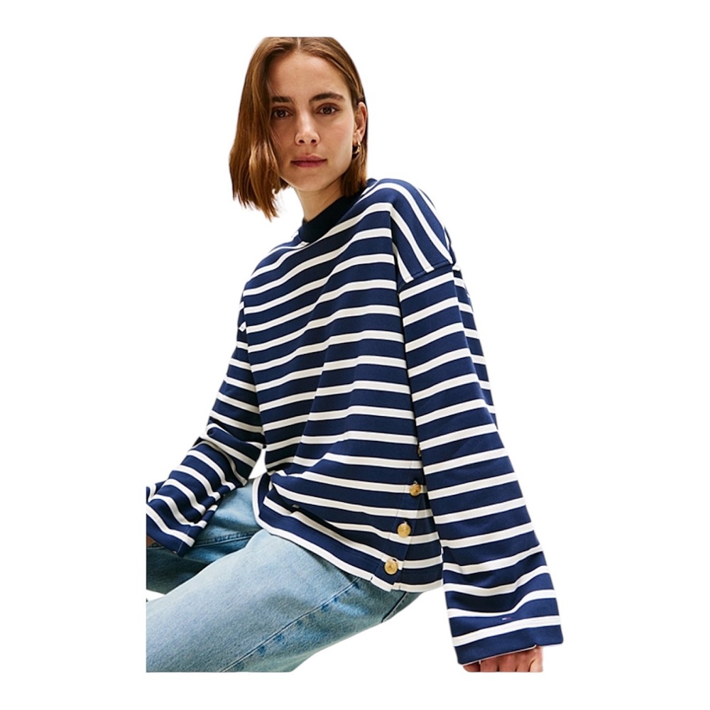 TOMMY HILFIGER</br>Tommy Hilfiger WW0WW47507-0Y7 Γυναικείο Φούτερ Μπλε Lwk Gold Button Terry