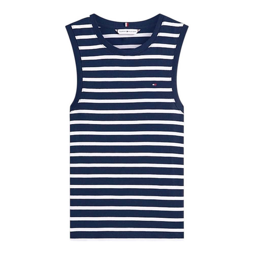 TOMMY HILFIGER</br>Tommy Hilfiger WW0WW47806-0X4 Γυναικείο T-shirt Μπλε/Εκρού Slim Cody C-nk Tank Top