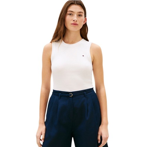 Tommy Hilfiger WW0WW47806-AEF Γυναικείο T-shirt Εκρού Slim Cody C-nk Tank Top