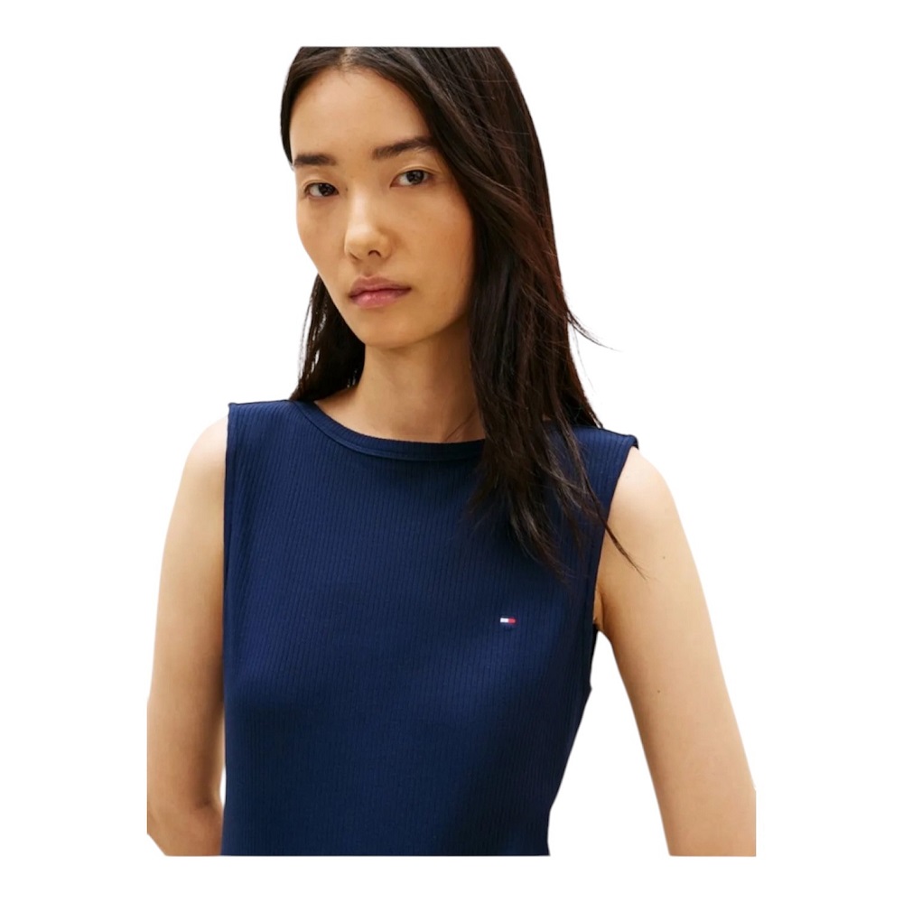 TOMMY HILFIGER</br>Tommy Hilfiger WW0WW47807-C1G Γυναικείο T-shirt Μπλε Slim 5x2 Rib Boat-Nk Tank TOMMY HILFIGER</br>Tommy Hilfiger WW0WW47807-C1G Γυναικείο T-shirt Μπλε Slim 5x2 Rib Boat-Nk Tank