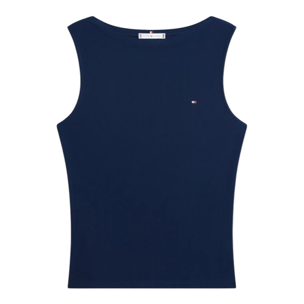TOMMY HILFIGER</br>Tommy Hilfiger WW0WW47807-C1G Γυναικείο T-shirt Μπλε Slim 5x2 Rib Boat-Nk Tank TOMMY HILFIGER</br>Tommy Hilfiger WW0WW47807-C1G Γυναικείο T-shirt Μπλε Slim 5x2 Rib Boat-Nk Tank