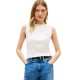 TOMMY HILFIGER</br>Tommy Hilfiger WW0WW47807-YBL Γυναικείο T-shirt Εκρού Slim 5x2 Rib Boat-Nk Tank