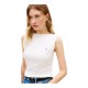 TOMMY HILFIGER</br>Tommy Hilfiger WW0WW47807-YBL Γυναικείο T-shirt Εκρού Slim 5x2 Rib Boat-Nk Tank