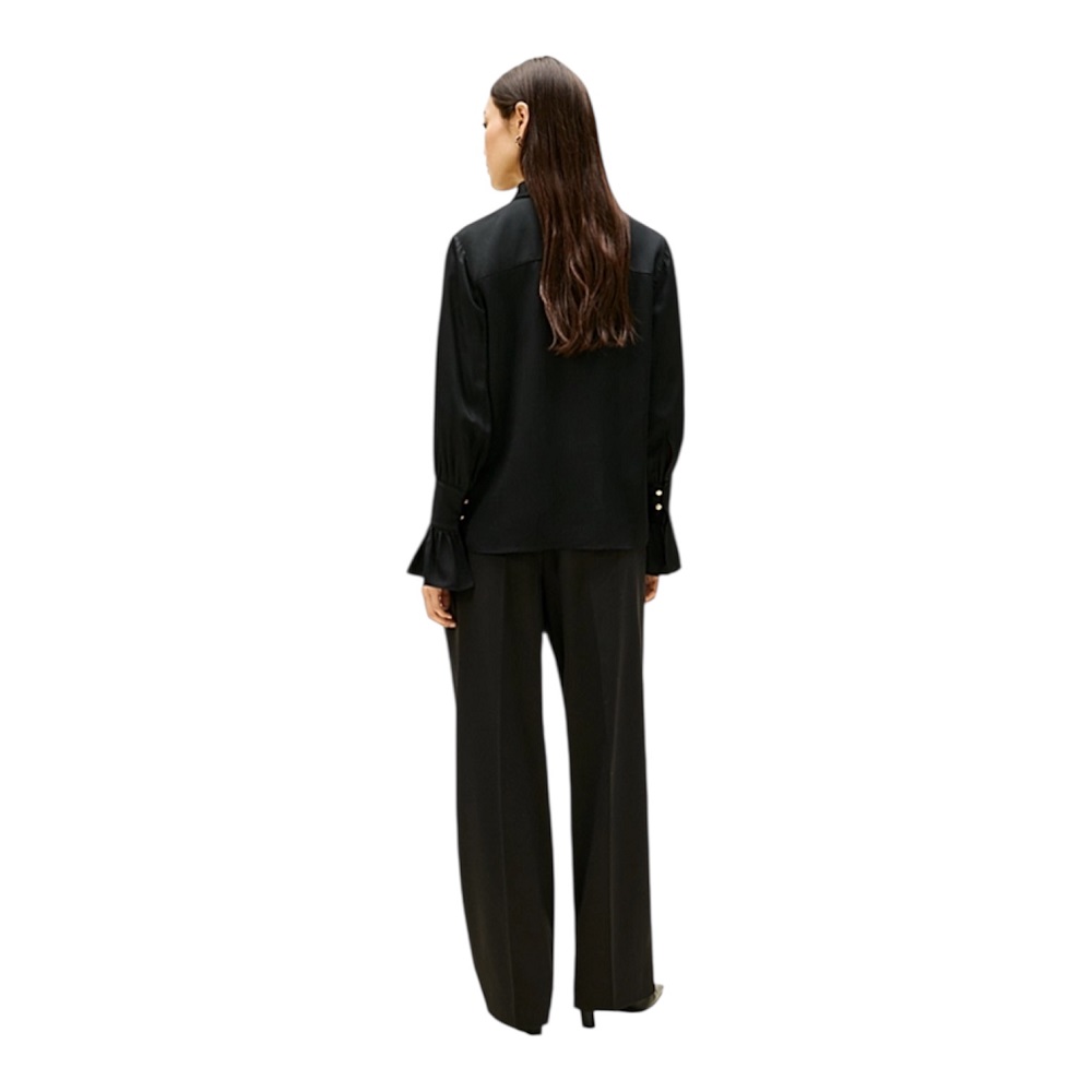 TOMMY HILFIGER</br>Tommy Hilfiger WW0WW48259-BDS Γυναικείο Πουκάμισο Μαύρο Satten Ruffle Cuff Ls Shirt