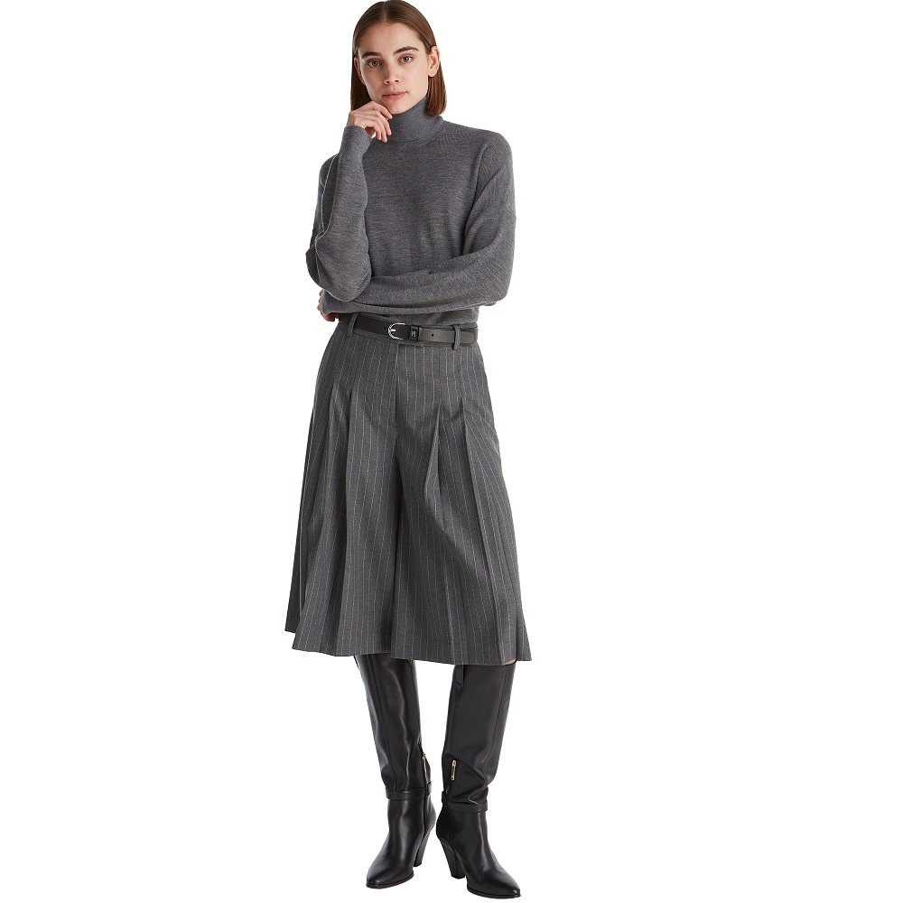 TOMMY HILFIGER</br>Tommy Hilfiger WW0WW48349-0CT Γυναικείο Παντελόνι Γκρι Pinstripe Culotte TOMMY HILFIGER</br>Tommy Hilfiger WW0WW48349-0CT Γυναικείο Παντελόνι Γκρι Pinstripe Culotte