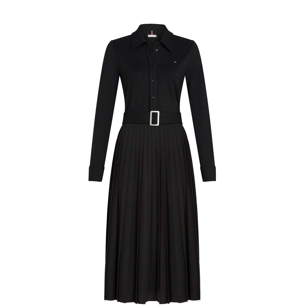 TOMMY HILFIGER</br>Tommy Hilfiger WW0WW48398-BDS Γυναικείο Φόρεμα Μαύρο Interlock Mix Media Polo TOMMY HILFIGER</br>Tommy Hilfiger WW0WW48398-BDS Γυναικείο Φόρεμα Μαύρο Interlock Mix Media Polo