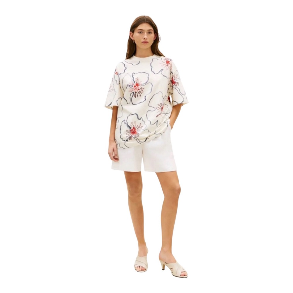 TOMMY HILFIGER</br>Tommy Hilfiger WW0WW48708-05V Γυναικείο T-shirt Εκρού Flower Graphic Relaxed C-nk Ss Tee TOMMY HILFIGER</br>Tommy Hilfiger WW0WW48708-05V Γυναικείο T-shirt Εκρού Flower Graphic Relaxed C-nk Ss Tee