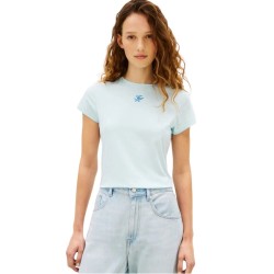 TOMMY HILFIGER</br>Tommy Hilfiger WW0WW48710-CYR Γυναικείο T-shirt Σιέλ Th Script Slim Ss Tee