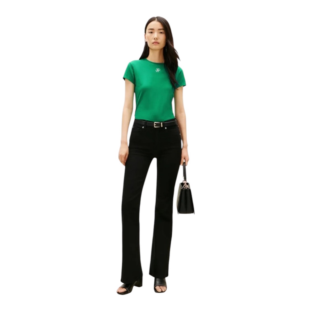 TOMMY HILFIGER</br>Tommy Hilfiger WW0WW48710-MS3 Γυναικείο T-shirt Πράσινο Th Script Slim Ss Tee