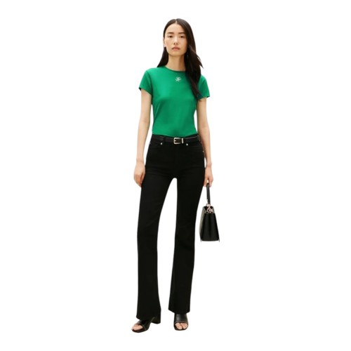 Tommy Hilfiger WW0WW48710-MS3 Γυναικείο T-shirt Πράσινο Th Script Slim Ss Tee