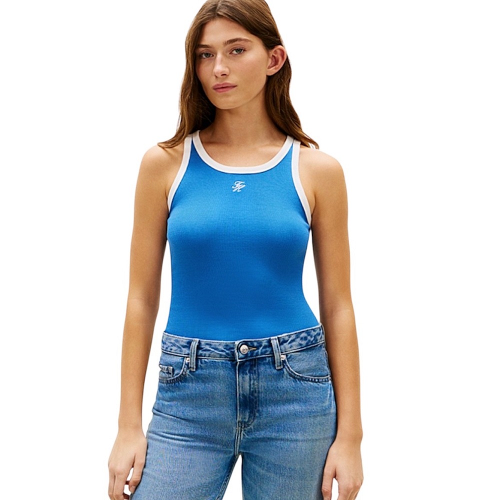 TOMMY HILFIGER</br>Tommy Hilfiger WW0WW48712-C4U Γυναικείο T-shirt Γαλάζιο Contrast Bind Rib Tank TOMMY HILFIGER</br>Tommy Hilfiger WW0WW48712-C4U Γυναικείο T-shirt Γαλάζιο Contrast Bind Rib Tank