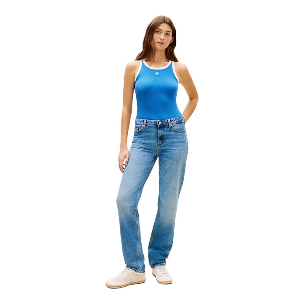 TOMMY HILFIGER</br>Tommy Hilfiger WW0WW48712-C4U Γυναικείο T-shirt Γαλάζιο Contrast Bind Rib Tank TOMMY HILFIGER</br>Tommy Hilfiger WW0WW48712-C4U Γυναικείο T-shirt Γαλάζιο Contrast Bind Rib Tank