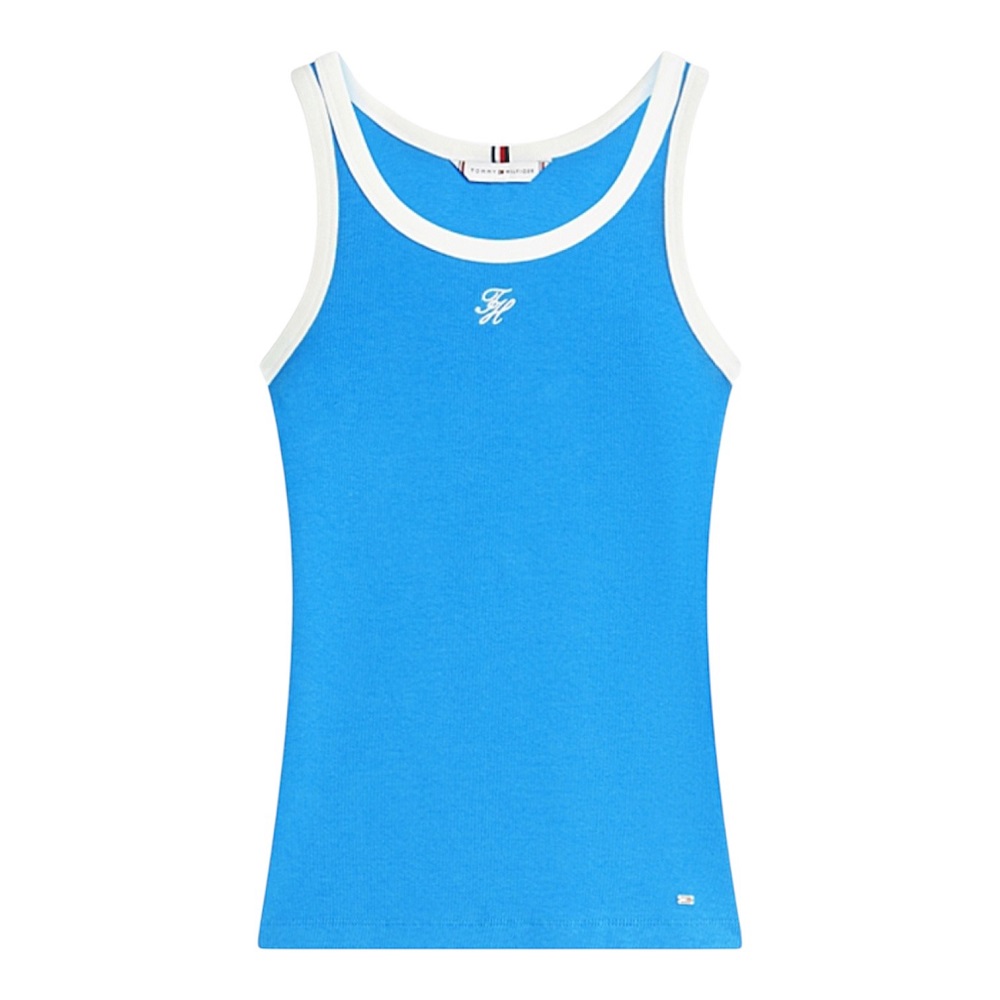 TOMMY HILFIGER</br>Tommy Hilfiger WW0WW48712-C4U Γυναικείο T-shirt Γαλάζιο Contrast Bind Rib Tank TOMMY HILFIGER</br>Tommy Hilfiger WW0WW48712-C4U Γυναικείο T-shirt Γαλάζιο Contrast Bind Rib Tank