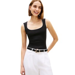 TOMMY HILFIGER</br>Tommy Hilfiger WW0WW48715-BDS Γυναικείο Τοπ Μαύρο B&W Slim Scoop-Nk Tank