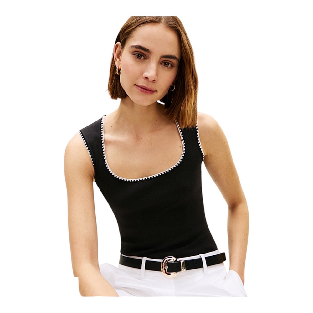 TOMMY HILFIGER</br>Tommy Hilfiger WW0WW48715-BDS Γυναικείο Τοπ Μαύρο B&W Slim Scoop-Nk Tank TOMMY HILFIGER</br>Tommy Hilfiger WW0WW48715-BDS Γυναικείο Τοπ Μαύρο B&W Slim Scoop-Nk Tank