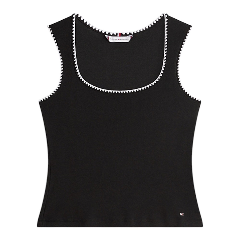 TOMMY HILFIGER</br>Tommy Hilfiger WW0WW48715-BDS Γυναικείο Τοπ Μαύρο B&W Slim Scoop-Nk Tank TOMMY HILFIGER</br>Tommy Hilfiger WW0WW48715-BDS Γυναικείο Τοπ Μαύρο B&W Slim Scoop-Nk Tank