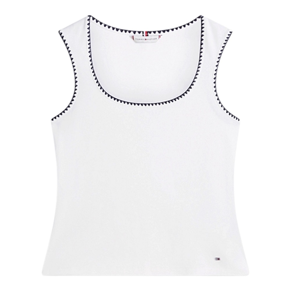 TOMMY HILFIGER</br>Tommy Hilfiger WW0WW48715-YBL Γυναικείο Τοπ Εκρού B&W Slim Scoop-Nk Tank TOMMY HILFIGER</br>Tommy Hilfiger WW0WW48715-YBL Γυναικείο Τοπ Εκρού B&W Slim Scoop-Nk Tank