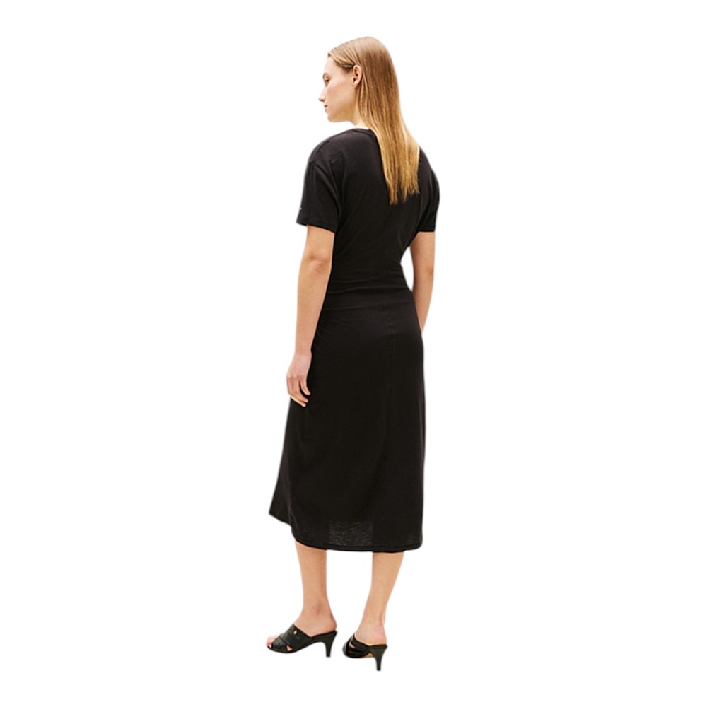 TOMMY HILFIGER</br>Tommy Hilfiger WW0WW48747-BDS Γυναικείο Φόρεμα Μαύρο Co Slub Knot Midi DS