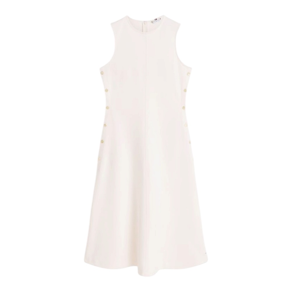 TOMMY HILFIGER</br>Tommy Hilfiger WW0WW48774-AEF Γυναικείο Φόρεμα Εκρού Gold Button Long Midi