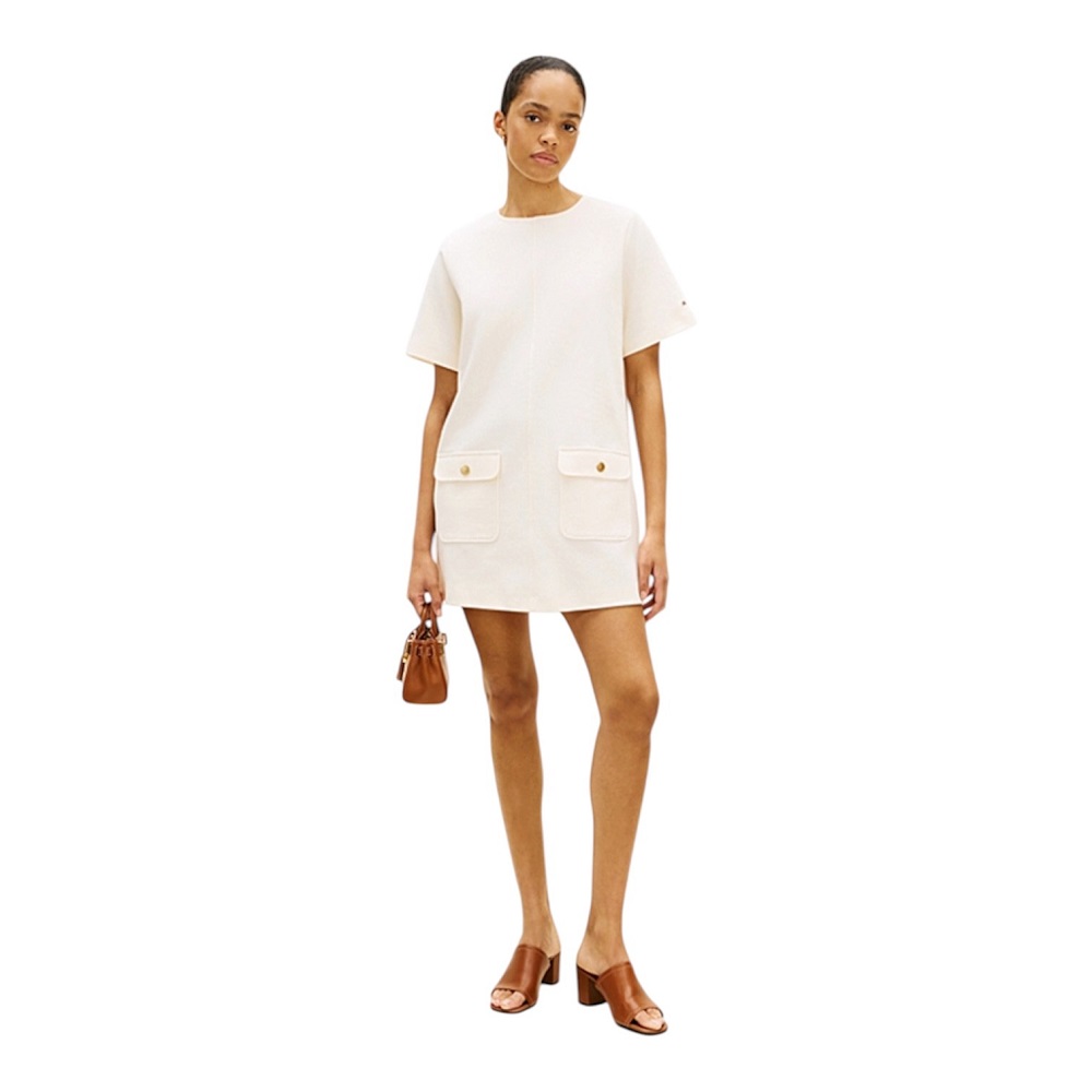 TOMMY HILFIGER</br>Tommy Hilfiger WW0WW48775-AEF Γυναικείο Φόρεμα Εκρού Gold Button Shirt Mini Dress