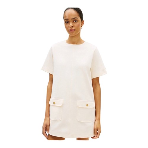 Tommy Hilfiger WW0WW48775-AEF Γυναικείο Φόρεμα Εκρού Gold Button Shirt Mini Dress Tommy Hilfiger WW0WW48775-AEF Γυναικείο Φόρεμα Εκρού Gold Button Shirt Mini Dress