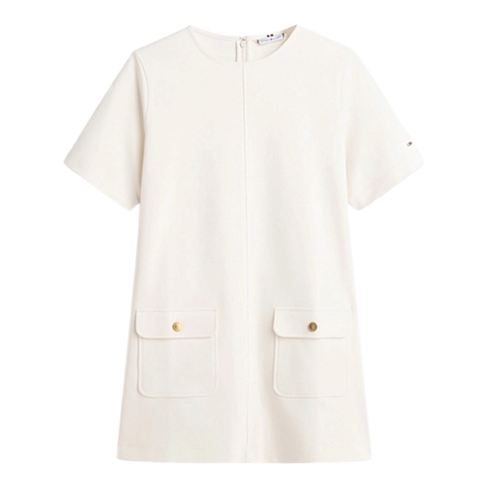 TOMMY HILFIGER</br>Tommy Hilfiger WW0WW48775-AEF Γυναικείο Φόρεμα Εκρού Gold Button Shirt Mini Dress