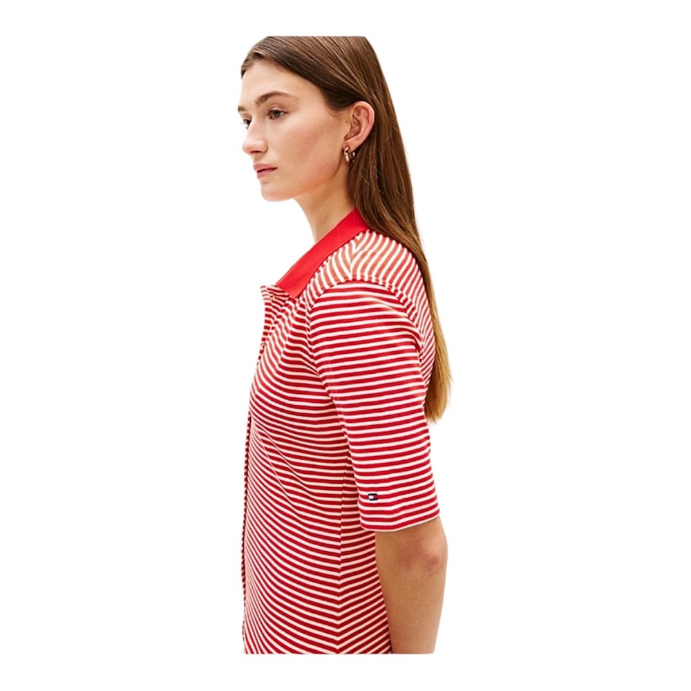 TOMMY HILFIGER</br>Tommy Hilfiger WW0WW48776-OEY Γυναικείο Φόρεμα Πόλο Κόκκινο Gold Button F&F Midi TOMMY HILFIGER</br>Tommy Hilfiger WW0WW48776-OEY Γυναικείο Φόρεμα Πόλο Κόκκινο Gold Button F&F Midi