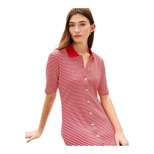 Tommy Hilfiger WW0WW48776-OEY Γυναικείο Φόρεμα Πόλο Κόκκινο Gold Button F&F Midi Tommy Hilfiger WW0WW48776-OEY Γυναικείο Φόρεμα Πόλο Κόκκινο Gold Button F&F Midi