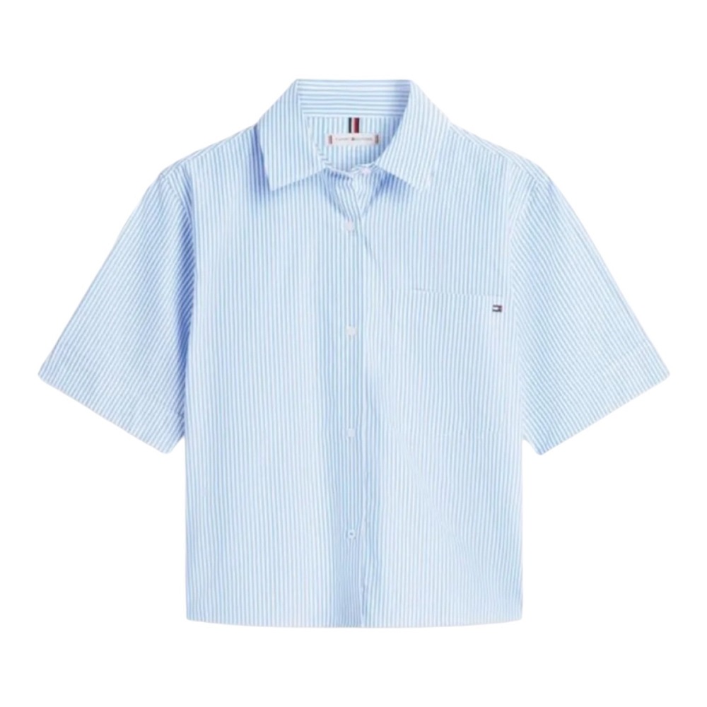 TOMMY HILFIGER</br>Tommy Hilfiger WW0WW48899-0BC Γυναικείο Πουκάμισο Ess Poplin Ss Shirts Γαλάζιο/Λευκό TOMMY HILFIGER</br>Tommy Hilfiger WW0WW48899-0BC Γυναικείο Πουκάμισο Ess Poplin Ss Shirts Γαλάζιο/Λευκό