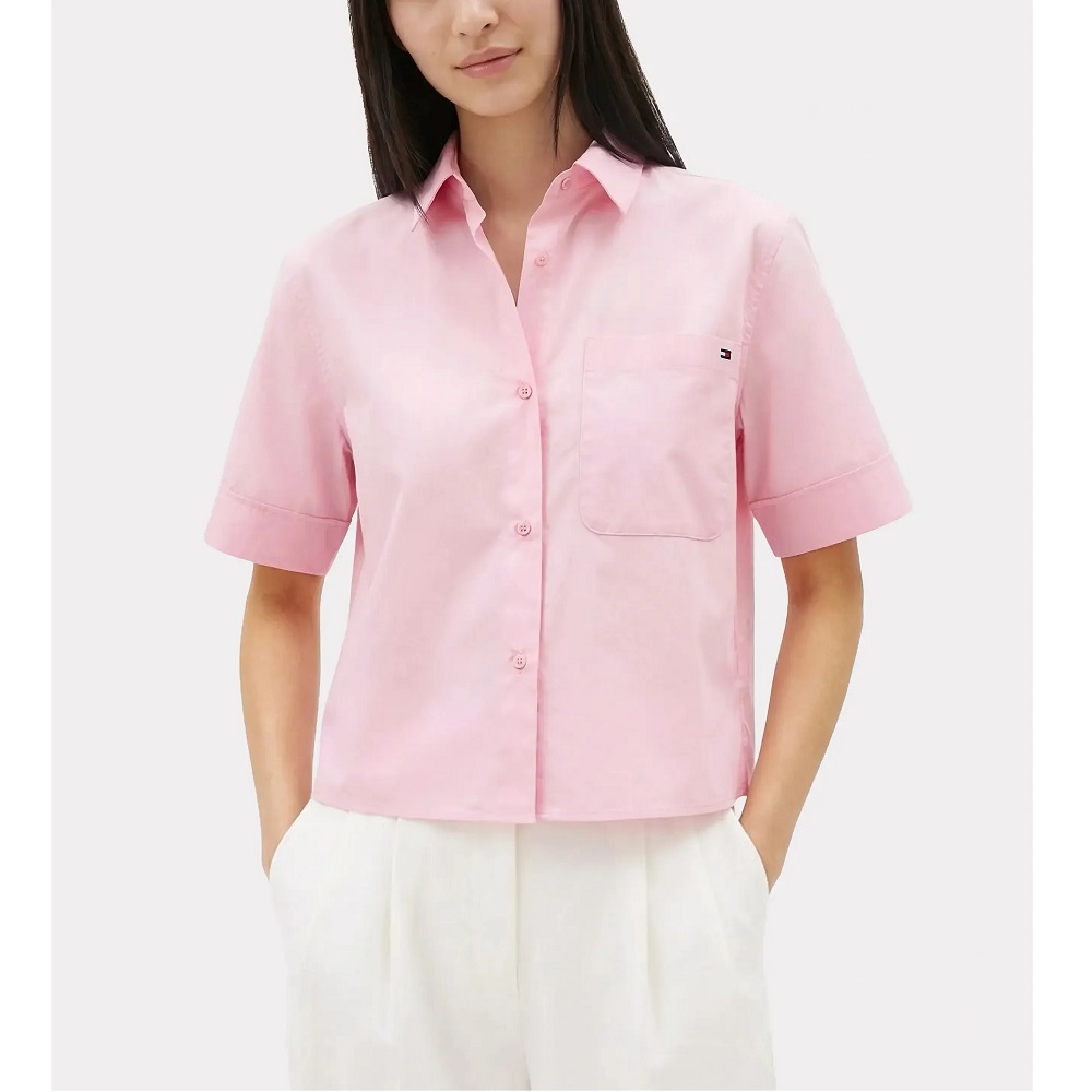 TOMMY HILFIGER</br>Tommy Hilfiger WW0WW48899-TPG Γυναικείο Πουκάμισο Ροζ Ess Poplin Ss Shirts