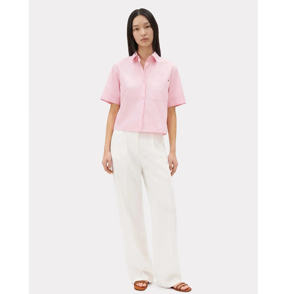 TOMMY HILFIGER</br>Tommy Hilfiger WW0WW48899-TPG Γυναικείο Πουκάμισο Ροζ Ess Poplin Ss Shirts
