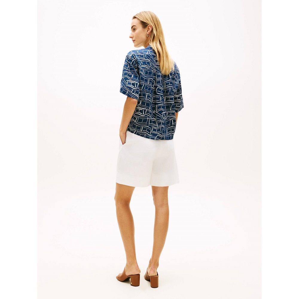 TOMMY HILFIGER</br>Tommy Hilfiger WW0WW48925-0GV Γυναικείο Πουκάμισο Μπλε Ess Linen Ss Shirt TOMMY HILFIGER</br>Tommy Hilfiger WW0WW48925-0GV Γυναικείο Πουκάμισο Μπλε Ess Linen Ss Shirt