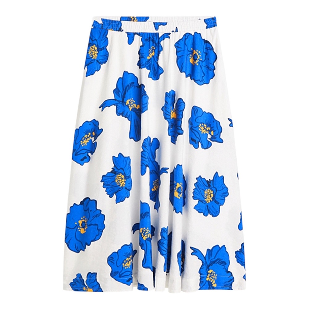 TOMMY HILFIGER</br>Tommy Hilfiger WW0WW48966-05S Γυναικεία Φούστα Vis/Linen Volume Midi Skirt Λευκό/Μπλε TOMMY HILFIGER</br>Tommy Hilfiger WW0WW48966-05S Γυναικεία Φούστα Vis/Linen Volume Midi Skirt Λευκό/Μπλε