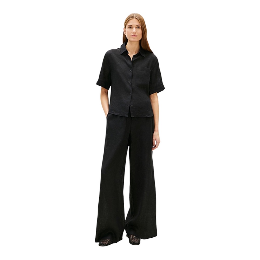 TOMMY HILFIGER</br>Tommy Hilfiger WW0WW48970-BDS Γυναικείο Παντελόνι Ess Linen Pull On Pants Μαύρο