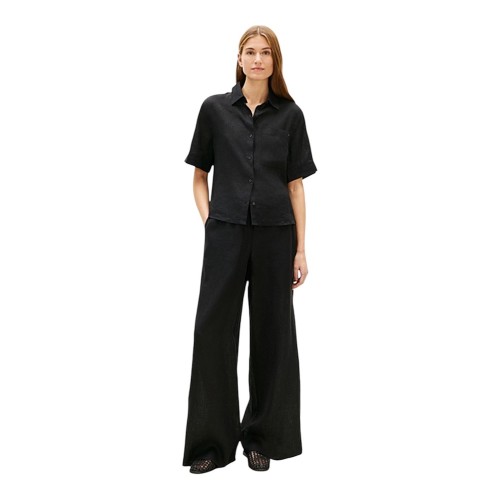 Tommy Hilfiger WW0WW48970-BDS Γυναικείο Παντελόνι Ess Linen Pull On Pants Μαύρο Tommy Hilfiger WW0WW48970-BDS Γυναικείο Παντελόνι Ess Linen Pull On Pants Μαύρο
