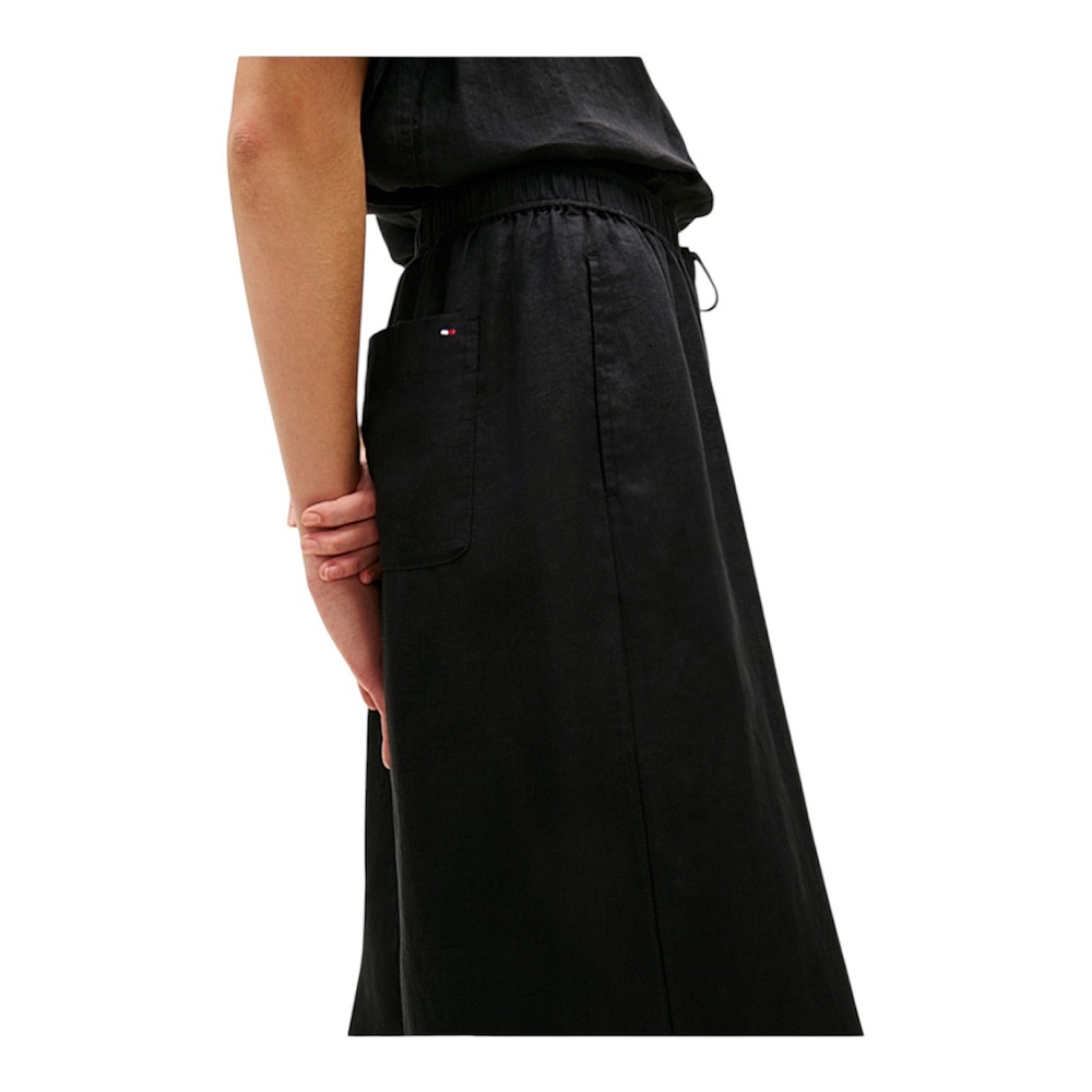 TOMMY HILFIGER</br>Tommy Hilfiger WW0WW48970-BDS Γυναικείο Παντελόνι Ess Linen Pull On Pants Μαύρο
