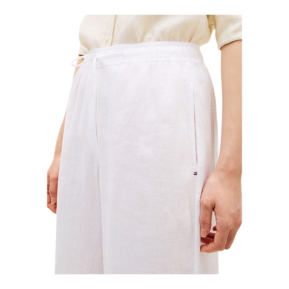 TOMMY HILFIGER</br>Tommy Hilfiger WW0WW48970-YCF Γυναικείο Παντελόνι Ess Linen Pull On Pants Λευκό