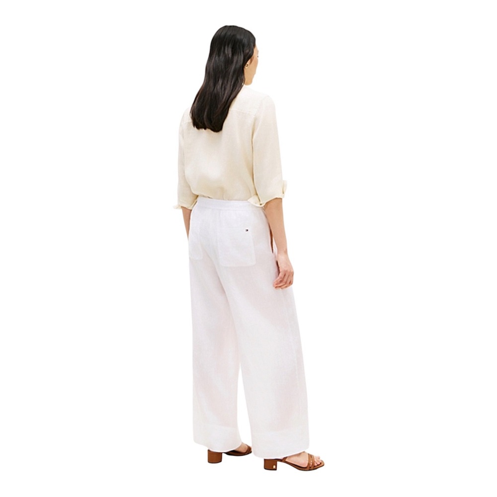 TOMMY HILFIGER</br>Tommy Hilfiger WW0WW48970-YCF Γυναικείο Παντελόνι Ess Linen Pull On Pants Λευκό