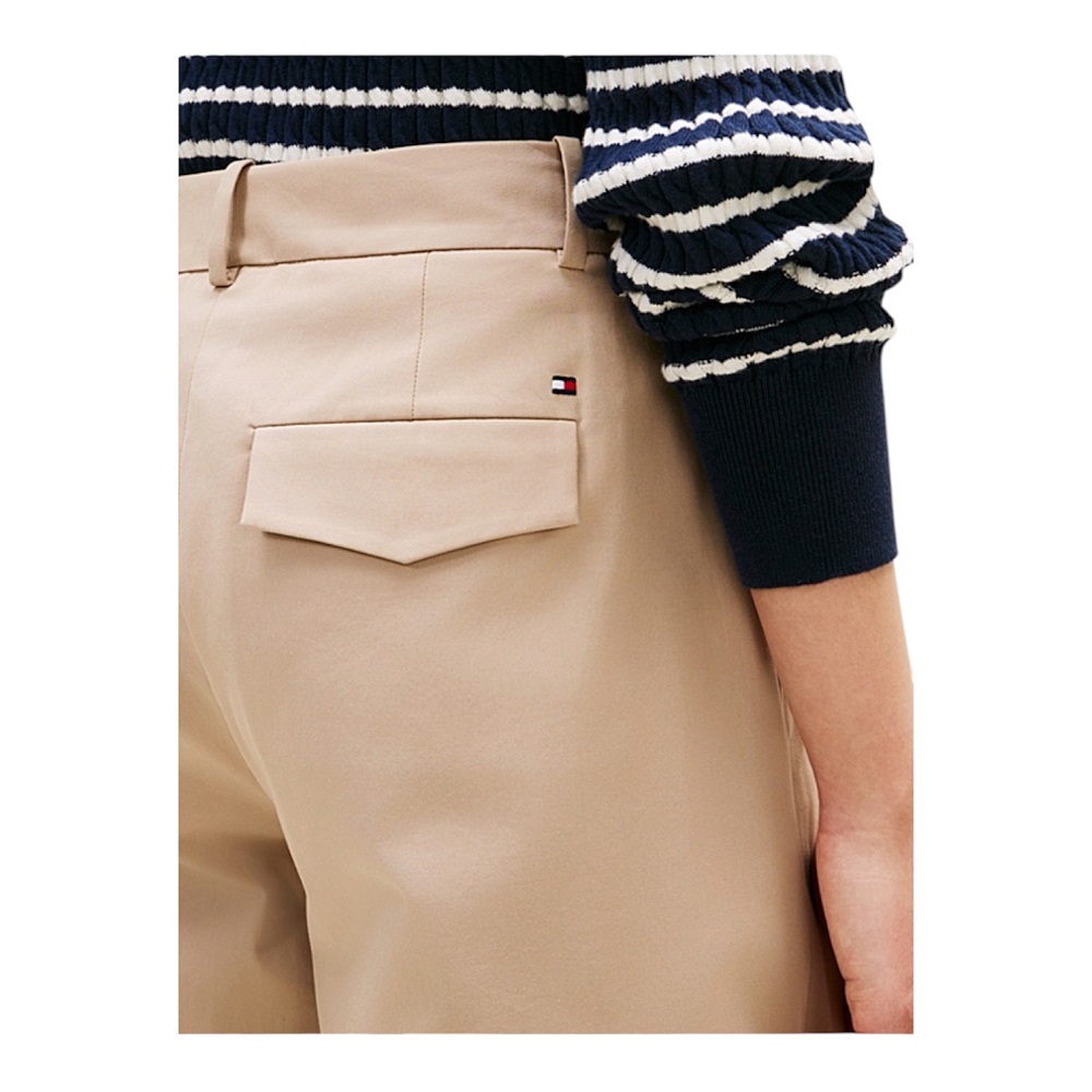 TOMMY HILFIGER</br>Tommy Hilfiger WW0WW48993-AEG  Γυναικείο Παντελόνι Μπεζ Cotton Barrel Pleated Chino