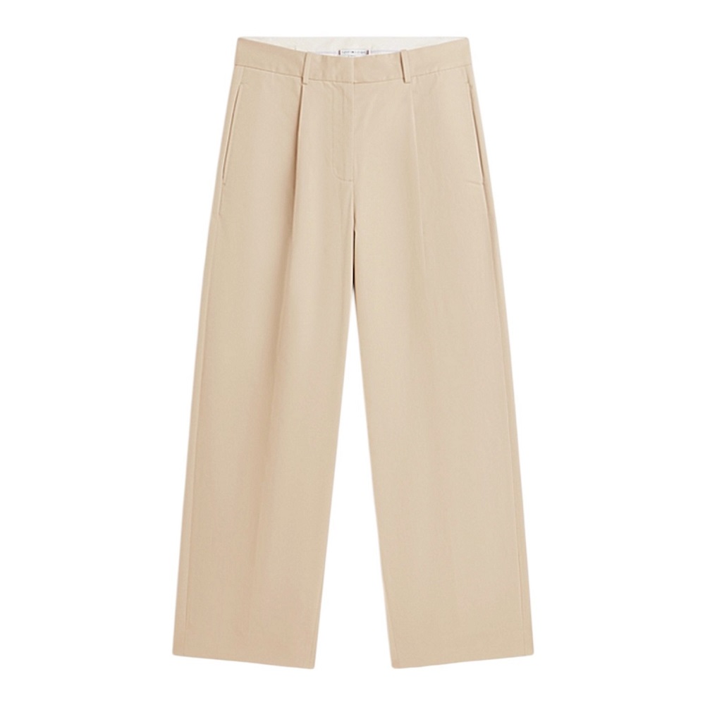 TOMMY HILFIGER</br>Tommy Hilfiger WW0WW48993-AEG  Γυναικείο Παντελόνι Μπεζ Cotton Barrel Pleated Chino