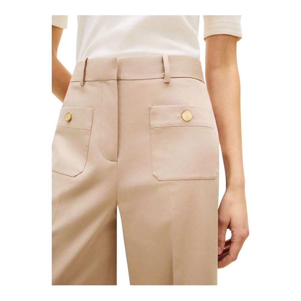 TOMMY HILFIGER</br>Tommy Hilfiger WW0WW49002-AEG Γυναικείο Παντελόνι Μπεζ Preppy Cotton Wide Leg