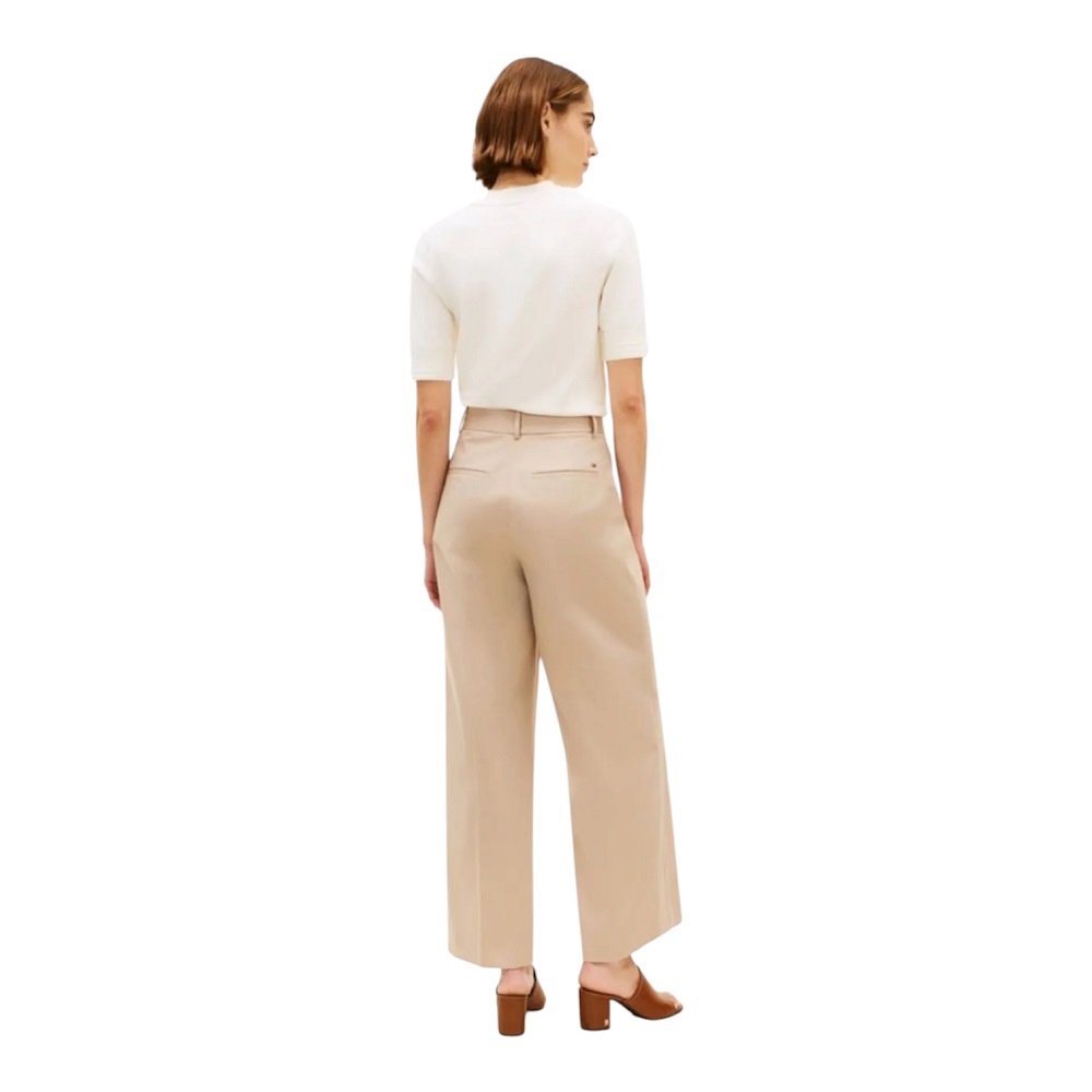 TOMMY HILFIGER</br>Tommy Hilfiger WW0WW49002-AEG Γυναικείο Παντελόνι Μπεζ Preppy Cotton Wide Leg