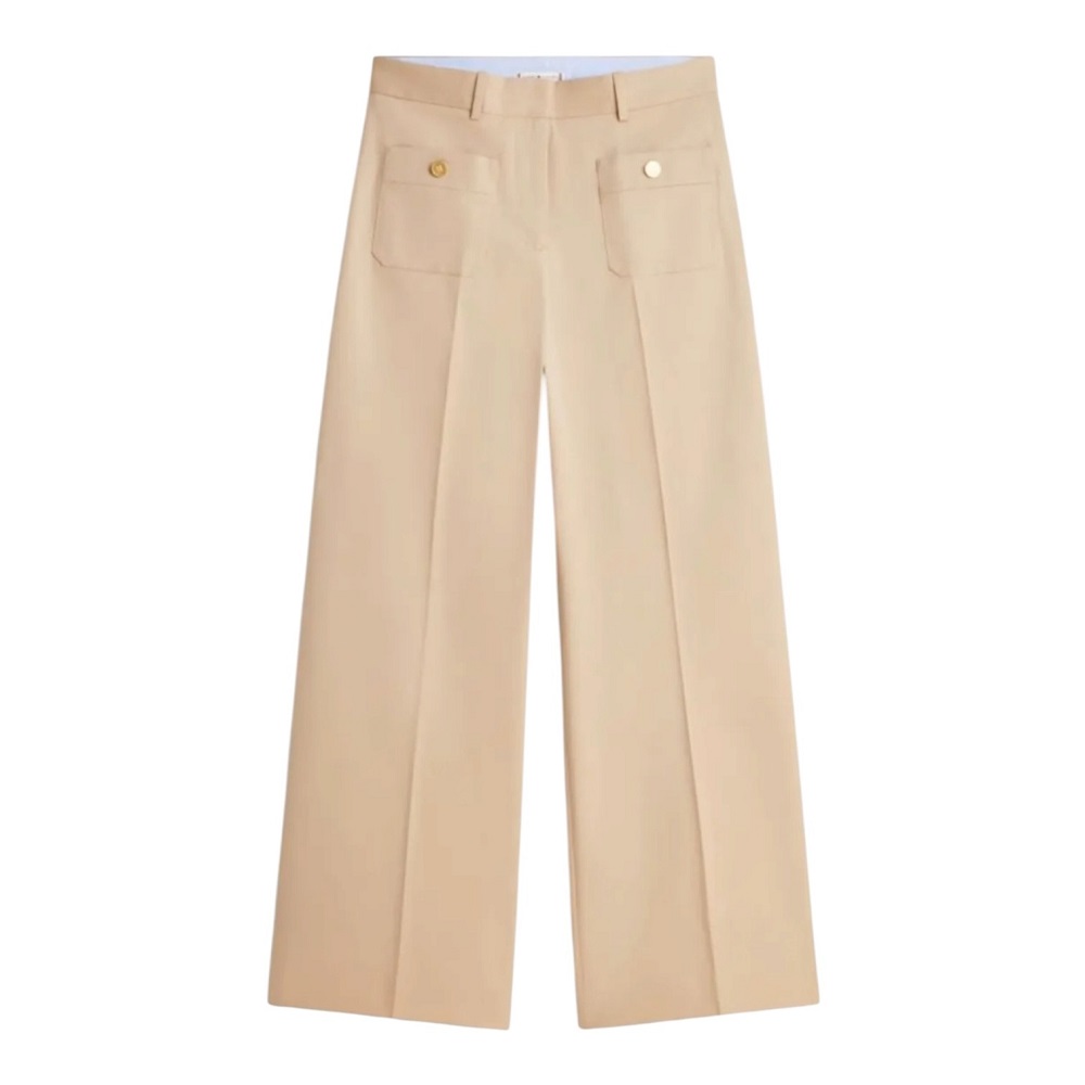 TOMMY HILFIGER</br>Tommy Hilfiger WW0WW49002-AEG Γυναικείο Παντελόνι Μπεζ Preppy Cotton Wide Leg