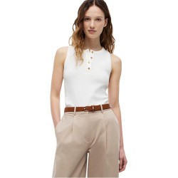 TOMMY HILFIGER</br>Tommy Hilfiger WW0WW49251-YBL Γυναικείο Τοπ Εκρού Gold Button Henley Top