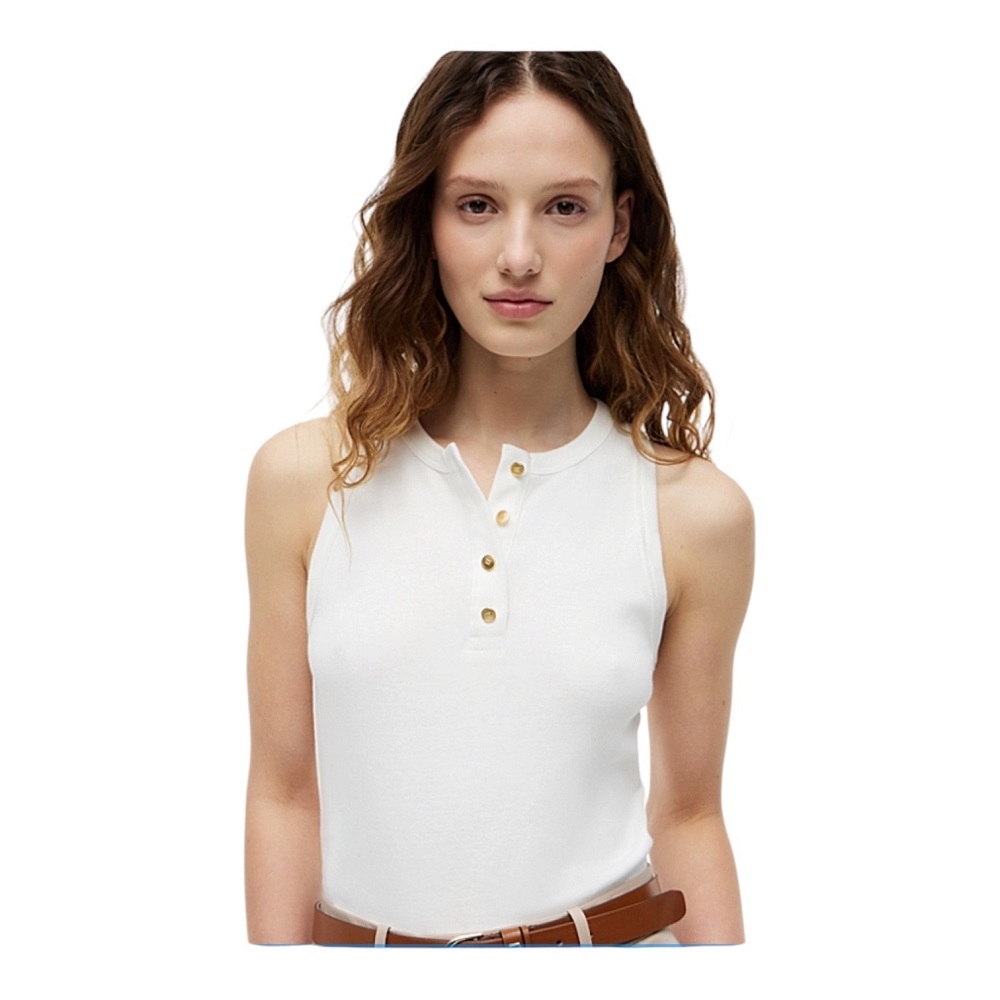 TOMMY HILFIGER</br>Tommy Hilfiger WW0WW49251-YBL Γυναικείο Τοπ Εκρού Gold Button Henley Top TOMMY HILFIGER</br>Tommy Hilfiger WW0WW49251-YBL Γυναικείο Τοπ Εκρού Gold Button Henley Top