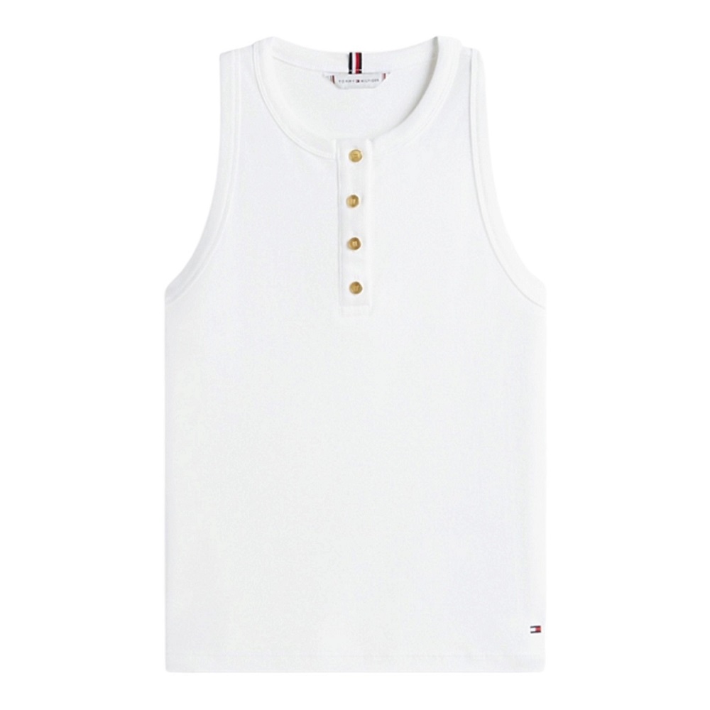 TOMMY HILFIGER</br>Tommy Hilfiger WW0WW49251-YBL Γυναικείο Τοπ Εκρού Gold Button Henley Top TOMMY HILFIGER</br>Tommy Hilfiger WW0WW49251-YBL Γυναικείο Τοπ Εκρού Gold Button Henley Top