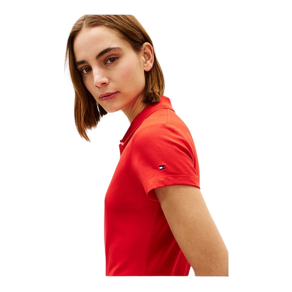 TOMMY HILFIGER</br>Tommy Hilfiger WW0WW49259-SNE Γυναικείο Polo Κόκκινο Th Script Slim Ss TOMMY HILFIGER</br>Tommy Hilfiger WW0WW49259-SNE Γυναικείο Polo Κόκκινο Th Script Slim Ss