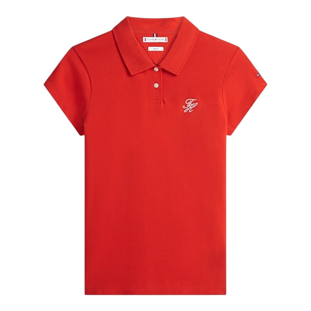 TOMMY HILFIGER</br>Tommy Hilfiger WW0WW49259-SNE Γυναικείο Polo Κόκκινο Th Script Slim Ss TOMMY HILFIGER</br>Tommy Hilfiger WW0WW49259-SNE Γυναικείο Polo Κόκκινο Th Script Slim Ss
