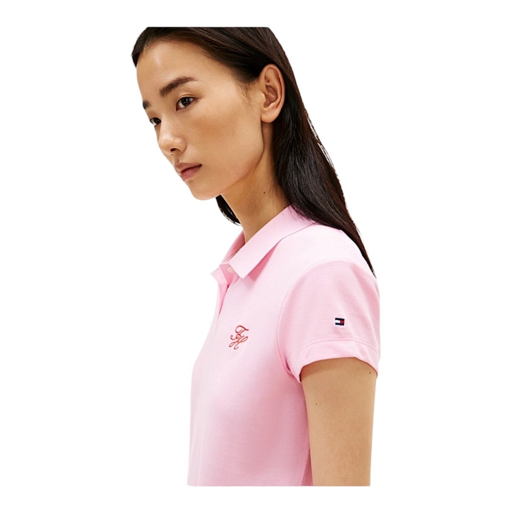 TOMMY HILFIGER</br>Tommy Hilfiger WW0WW49259-TOL Γυναικείο Polo Ροζ Th Script Slim Ss